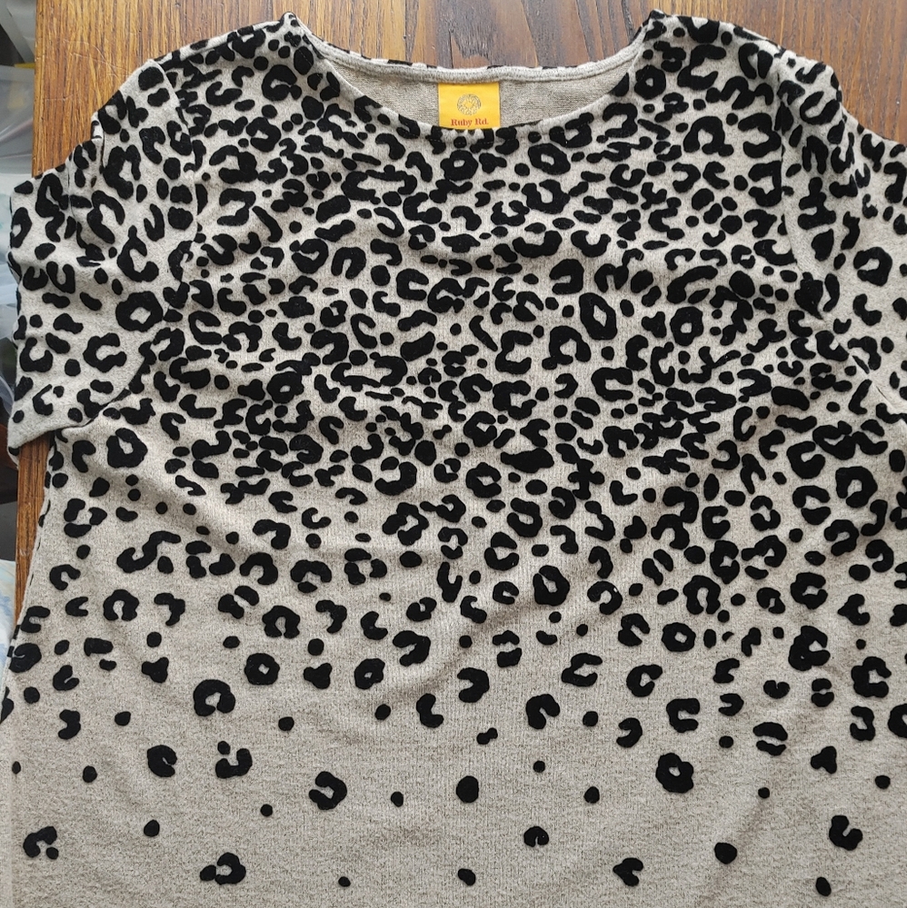 Leopard VELVET BURNOUT SWING Y2K Women's SWEATER NWT L